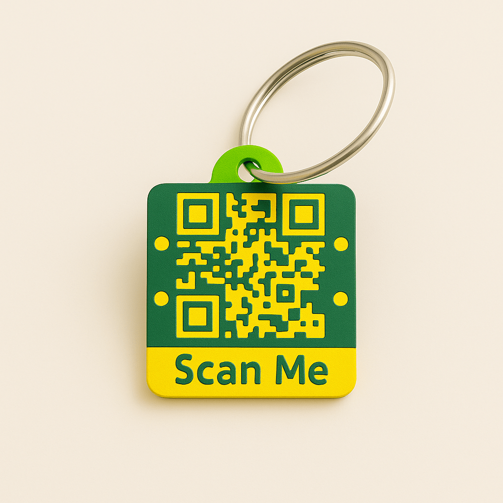 Meatball QR code pet tag from bundle which also includes waterproof AirTag holder and stickers